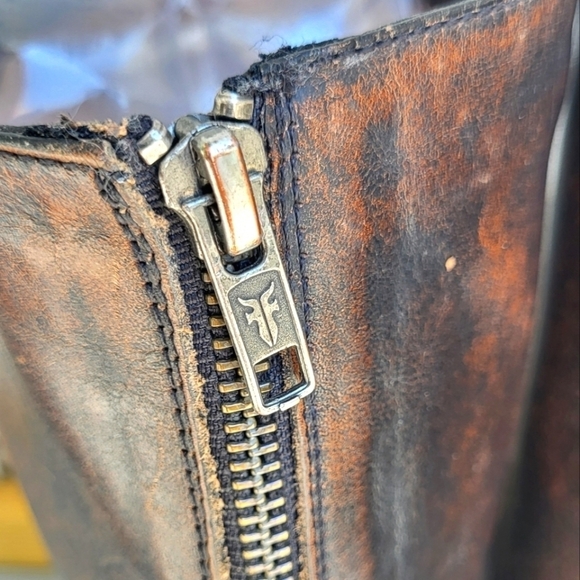 Frye Knee High Leather Back Zip Distressed Riding Boot - Picture 8 of 14